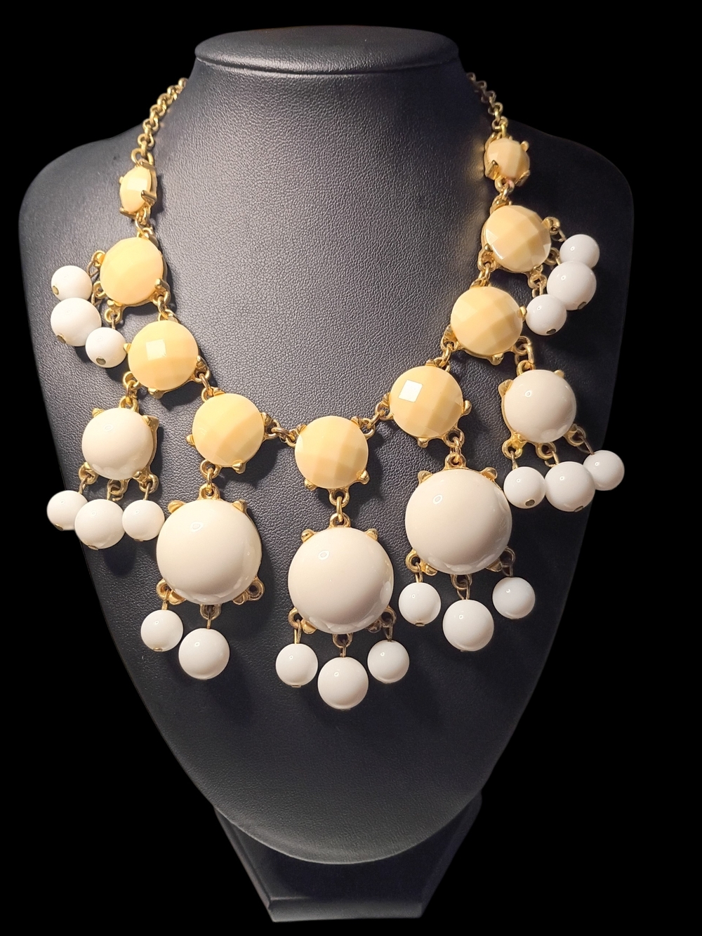 Womens Full Bib Bubble Necklace White And Yellow